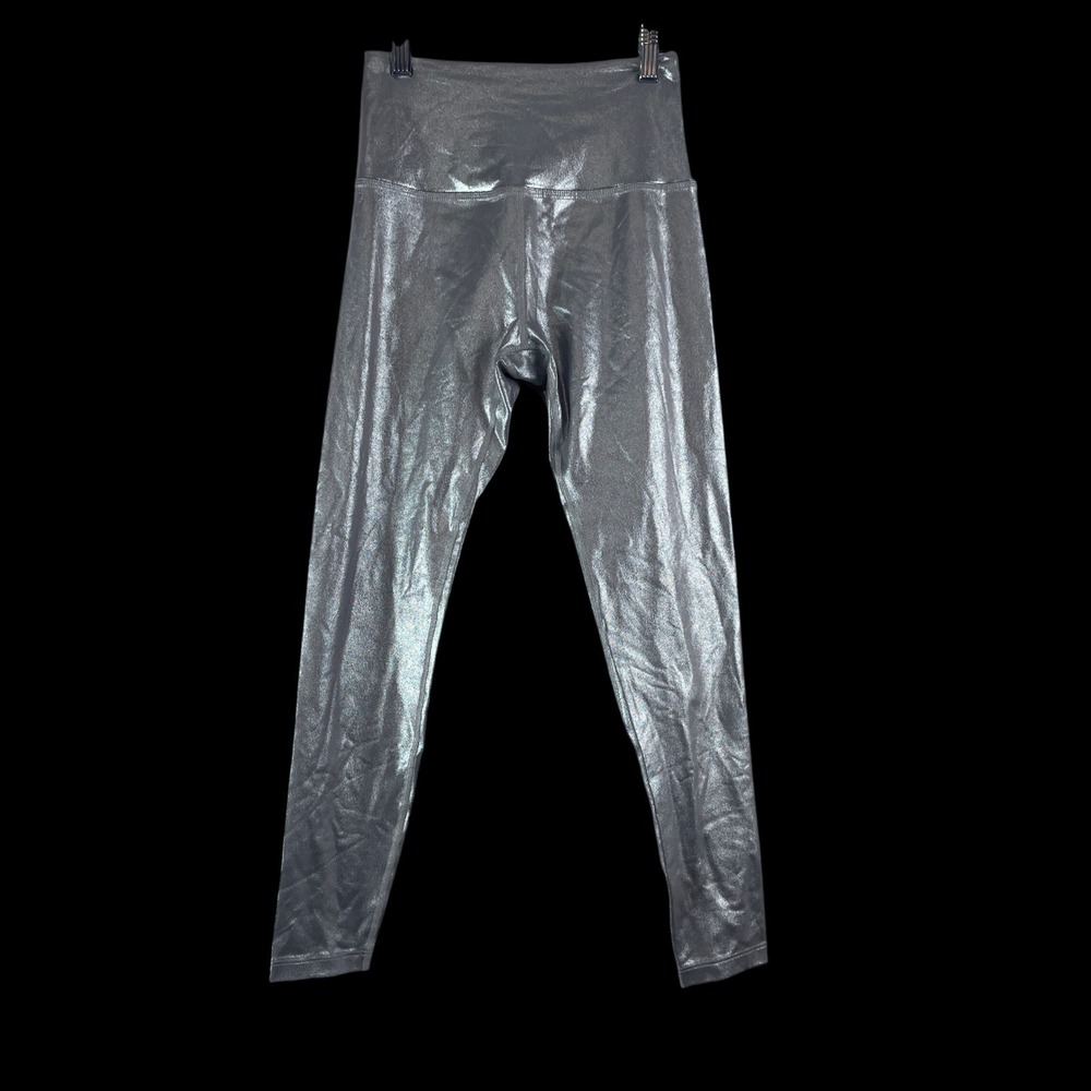 Beyond Yoga High Waisted Midi Leggings Size Small‎ Silver Liquid Metallic Shiny